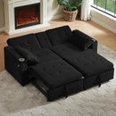 70" Queen Size Sofa Bed for Living Room – Pull-Out Sleeper Sofa Couch with Cup Holder, Phone Holder, USB Charging Port, Solid Wood Frame, Easy Assembly, Space-Saving Design for Small Apartments by CozyNest Decor