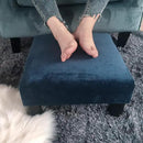 Joveco Small Foot Rest Stool Ottoman, 15" Fabric Square Short Low Footstool Upholstered Footrest for Chair, Under Office Desk, Living Room, Navy Blue by CozyNest Decor