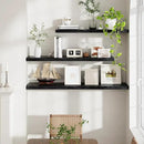 Fun Memories Floating Shelves 55 Inch Set of 2, Black 55 x 9 Wall Shelves for Home Decor Storage, Rustic Wood Floating Shelf for Wall, 9 Inch Deep Shelving for Bathroom, Living Room, Kitchen by CozyNest Decor