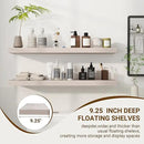 36 Inch Floating Shelves, 3D Textured Wood Grain, 36"x9.25"x1.5" Inch Deep Floating Shelves for Wall, Wooden Shelves for Bathroom, Bedroom, Living Room, Washed White by CozyNest Decor