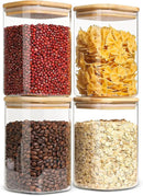 ComSaf Glass Storage Containers with Lids, 1.2 Qt Glass Jars with Lids, Clear Food Storage Jar, Canister For Pantry Cookie Flour Cereal Rice Sugar Tea Coffee Beans Spice, Square Set of 4 by CozyNest Decor