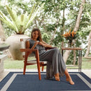 CAMILSON Outdoor Rug 8x10, Modern Outside Rugs for Patios Porches Waterproof Durable Washable Non-Shedding, Easy-to-Clean Indoor Outdoor Area Carpet (8 x 10, Bordered - Blue/White) by GreenHaven Gardens