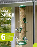 Metal Tube Bird Feeders for Outdoors Hanging,Finch Feeders for Outside,Chew-Proof Hanging Birdfeeder,Squirrel-Proof 6 Ports Bird Feeder 13 Inch,Anti-Rust,Green,1 Pack(Seed is not Included) by CozyNest Decor