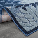 Beverly Rug Outdoor Runner Rug 2x7 Modern Floral Tropical Area Rugs for Indoor and Outdoor Patio Easy to Clean Non Shedding Living Room Porch Garden Washable Outside Carpet (2 x 7 Navy Blue) by CozyNest Decor