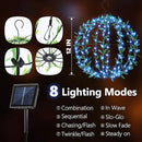 Flacchi Solar Powered Hanging Iron Sphere Lights with Artificial Greenery – 12Inch 120 LED Waterproof Outdoor Decor Ball Light with Timer & 8 Modes – 2 Pack for Garden, Christmas, Weddings(Blue) by GreenHaven Gardens