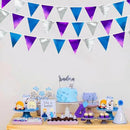 Frozen Party Decoration Purple Blue Silver Metallic Fabric Triangle Pennant Banner Flag Bunting Garland for Frozen Winter Wonderland Christmas Birthday Wedding Baby Shower Bridal Shower Party Supplies by GreenHaven Gardens