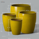 Emissary Home and Garden Bullet 11.5 in. Mustard Yellow Ceramic Round Planter (11.5 in. L x 11.5 in. W x 14 in. H) with Drainage Hole by CozyNest Decor
