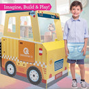 Construction Truck Wooden Playset w 60+ Toy Pieces- Pretend Hammer Saw Bolts & Screws- Spinning Turn Saw, Steering Wheel, Wood to Pull Apart- Dual Sided Play Stand Center, Workbench Building Kids Gift by TinyTreasures Baby Boutique