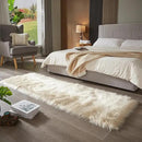 AMTOVO Faux Fur Rug, Beige Ultra Soft Fluffy Shag Sheepskin Rug, 2 x 6 ft Runner Area Rugs for Bedroom Sofa Throw Cushion Room Decor, Rectangle by CozyNest Decor