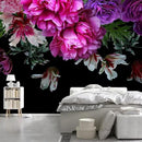 WFBHUA-Purple Peony Floral Wallpaper Tropical Botanical Leaf Rose Flower Wall Mural for Bedroom(Not Peel and Stick) by CozyNest Decor