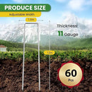 Landscape Staples Galvanized 12 Inch 60 Pcs, Metal Garden Stakes 1.6 Inch, Garden Staples for Weed Barrier Lawn 11 Gauge by CozyNest Decor