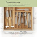 Premium Silverware, Flatware and Utensil Organizer for Kitchen Drawers, Food-Safe Contract Grade, Expandable from 10.5 to 19 In, Natural Bamboo by CozyNest Decor