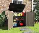 HOMSPARK Storage Shed Weather Resistance, Multi-Purpose Outdoor Storage Cabinet for Backyards and Patios, Horizontal Storage Shed for Lawnmower, Patio Accessories (Coffee, X Large - 48 cu.ft) by GreenHaven Gardens