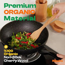 Riveira Cherry Wooden Spoons for Cooking Set of 3 – Natural Cherry Wooden Cooking Utensils, Wooden Spatula, Wooden Spoon - Premium Quality Wooden Utensil Set for Non-Toxic Cooking by CozyNest Decor