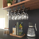 Wine Glass Rack - Under Cabinet Stemware Wine Glass Holder Glasses Storage Hanger Metal Hanging Organizer for Bar Kitchen 4 Rows Black by CozyNest Decor