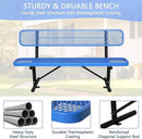 6FT Outdoor Benches Heavy Duty Park Bench with Back Portable Frame, Blue Metal Steel Bench, Outdoor Garden Bench Expanded Metal Mesh Bench for Lawn, Park, Deck, Garden, Patio, Porch, Black (Blue, 6FT) by GreenHaven Gardens