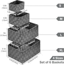 Woven Storage Baskets, Storage Bins, Cube Basket Container Baskets Storage Boxes Organizers for Clothes /Shelves/ Closet, Set of 6 (Grey) by TinyTreasures Baby Boutique
