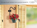 RTZEN Plant Hangers Outdoor or Indoor - Wrought Iron Metal Hanger Indoor Hook - Heavy Duty Wall Bracket Hooks for Hanging Plants Baskets Lanterns Wind Chimes - 2 Pack (Black Axe-Shape Hooks) by GreenHaven Gardens
