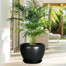 Ceramic Pot for Plants - 10 Inch Plant Pot Indoor with Drainage Hole and Saucer Large Planter Decorative Planter Modern Outdoor Flower Pot for House Balcony Black by GreenHaven Gardens