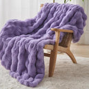 Lotus Karen Faux Fur Throw Blanket Purple - Big Bubble Rabbit Fluff Blanket for Couch Bed Sofa,Softest Fluffy Fuzzy Cozy Blanket,Thick Furry Plush Shaggy Warm Blankets for Women,50x60 Inches by CozyNest Decor