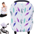 Carseat Canopy Covers for Breastfeeding - Baby Car Seat Covers Breastfeeding Cover Multi Use Boys and Girls Shower Gifts (Feather) by TinyTreasures Baby Boutique