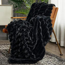 Cozy Bliss Faux Fur Throw Blanket for Couch, Cozy Warm Plush Striped Blanket for Sofa Bedroom Living Room,50 * 60 Inches Black by CozyNest Decor
