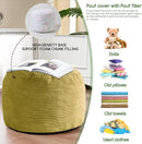 HIGOGOGO Round Stuffed Pouf Ottoman, Corduroy Poufs with Foam Chunk Filling, Furry and Fluffy Pouf Foot Stool Storage Ottoman, 20 X 15 Floor Poufs Foot Rest for Living Room, Green by CozyNest Decor