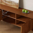 Mid-Century Modern TV Stand, 71'' Walnut TV Stand with Storage, Wooden TV Consoles Entertainment Center TV Table for Living Room, Bedroom by CozyNest Decor