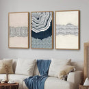 SIGNINART Blue and Beige Framed Canvas Wall Art Set, Neutral Abstract Tree Ring Wall Decor, Minimalist Dots and Line Artwork, Geometric Pattern Art Paintings for Living Room, Bedroom, Office 16"x24"x3 by CozyNest Decor