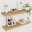Fun Memories Floating Shelves for Wall, 22.5" Rustic Wood Deep Wall Mounted Shelves with Invisible Brackets for Decor & Storage, Floating Shelf for Living Room, Bathroom (Oak, Set of 2) by CozyNest Decor