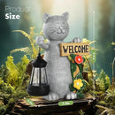 Json Garden Statue Solar Cat Figurine with Lantern, Solar Garden Decorations Statues for Patio, Balcony, Yard Ornament, Unique House Warming Gifts Figurine Lights, Gifts for Women, Mom by CozyNest Decor