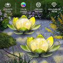 Garden Solar Light Outdoor(2Pack),Crackle Globe Glass Lotus Decoration, Waterproof Metal LED Flower Lights for Patio,Lawn,Walkway,Tabletop,Ground by CozyNest Decor