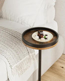 Masupu Drink Table, Round Side Table for Small Spaces, Pedestal Small End Table with Metal Base, for Living Room, Bedroom, Bathroom, Rustic Brown+Black(Lip) by CozyNest Decor