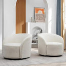 KINWELL 34" W Swivel Barrel Chair Set of 2, Mid Century Modern Round Upholstered Boucle Swivel Accent Chairs, No Assembly Sofa Chair for Living Room Bedroom Reading, Cream by CozyNest Decor