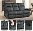 EBELLO Manual Recliner 3 Seat Sofa Couch, Soft Fabric 3 Seater Reclining Couch Chair, Vintage Rivet Mid-Century Design Furniture for Living Room, Meeting Room, Grey by CozyNest Decor