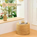 Handwoven Water Hyacinth Ottoman Pouf, Round Outdoor Footstool with Sturdy Frame, No Assembly Needed, Boho Accent Stool for Indoor & Outdoor Use – Patio, Balcony, Living Room (Natural) by CozyNest Decor