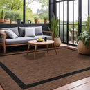 Bordered Outdoor Rug 5x7 Washable Outside Carpet for Indoor Patio Porch Waterproof Easy Cleaning Non Shedding Area Rugs Nut Brown - Black 5 x 7 by CozyNest Decor