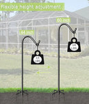 Garbuildman 60 Inch Tall Shepherd Hooks with 5-Forked Base, Adjustable Heavy Duty Bird Feeder Pole Stand Hanger for Outdoor, Shiny Black, 1 Pack by GreenHaven Gardens