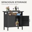 DWVO Patio Storage Cabinet, Outdoor Buffet Cabinet with Two Doors and Shelves, Outdoor Storage Bar Table with PE Rattan for Patio, Backyard, Garden - Black by CozyNest Decor