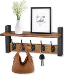 Sorbus Coat Hooks Wall Mount with Shelf – 16 Inch Coat Rack Wall Mount with 5 Heavy Duty Hooks – Floating Wall Shelf with Hooks for Entryway, Bathroom, Bedroom, Kitchen, or Mudroom (Rustic Brown) by CozyNest Decor