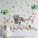 Safari Animal Wall Decals for Kids by Lipastick-Peel and Stick Jungle Stickers Giraffe, Elephant, Hippo, Palm Tree, Parrot for Toddlers Room, Nursery, Playroom, Classroom, Daycare Decor Art- M Size by TinyTreasures Baby Boutique
