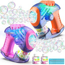 EagleStone 2 Bubble Guns for Toddlers, Kids Bubble Machine Gun, Twist Knob, LED Lights,2 Refill Solutions,10 Concentrate Bubble Blaster for Party Favor, Summer, Outdoor, Easter Basket, Birthday Gift by TinyTreasures Baby Boutique