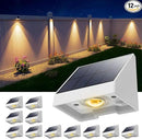12 Pack Decorative Solar Powered Fence Lights Outdoor Waterproof with Warm White LED Spot Lens, for Outside Deck, Patio, Yard, Rail, Garage, Designed for Wall Lighting, Easy Install ( White Shell ) by GreenHaven Gardens