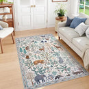OJIA Jungle Print Washable Area Rugs 5x7, Soft Modern Rugs for Living Room Ultra-Thin Non-Shedding Bedroom Rug, Stain Resistant Neutral Area Rug Large Carpet for Dining Room Kids Nursery Playroom by CozyNest Decor