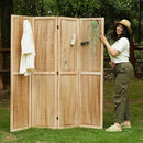 Room Divider Freestanding Folding Pegboard Privacy Screen | 4-Panel Display Stand for Jewelry, Craft Shows, Retail | Natural Wood, Portable & Space-Saving Design (Natural) by CozyNest Decor