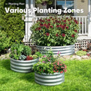 KING BIRD Raised Garden Bed Galvanized Round Planter Box Outdoor for Gardening, Plants, Vegetables, Flowers, Silver, 47x47x12 in 2 Packs by GreenHaven Gardens