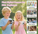 Digital Camera for 50MP FHD 1080P, Digital Point and Shoot Camera with 16X Zoom Anti Shake, Indoor&Outdoor Travel Compact Small Camera Gift for Boys Girls Kids Camera with 32GB Card, Pink by TinyTreasures Baby Boutique