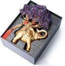 Amethyst Crystal Money Tree on Gold Elephant Statue, 17”Large Gemstone Bonsai Tree of Life Home Décor Gifts for Wealth Positive Energy, Feng Shui Décor by GreenHaven Gardens