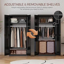 71" Metal Armoire Wardrobe Closet with 2 Doors, Tall Wardrobe Cabinet with Hanging Rod and Adjustable Shelves, Black Clothing Storage Cabinets for Bedroom, Laundry Room, Home Office by CozyNest Decor
