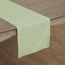Solino Home Linen Sage Green Table Runner 108 Inches Long - 100% Pure Linen 14 x 108 Inch Table Runner for Fall, Autumn, Thanksgiving - Classic Hemstitch by CozyNest Decor